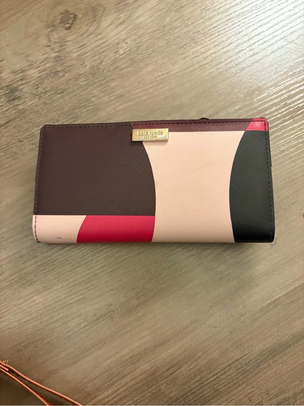 kate spade Colorblock Continental Wallet in Pink, Red, Black & Brown
